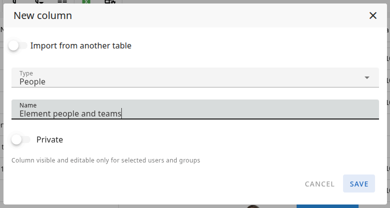 New column — People